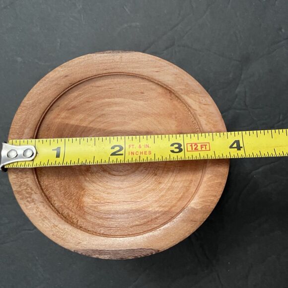 Hand Carved Teak Wood Mini Decorative Round Small Bowl 5” x 2 1/2” Decor - Picture 7 of 7